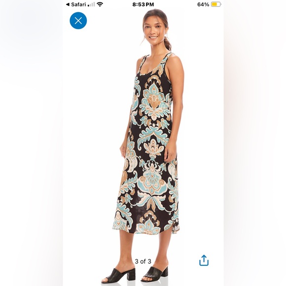 summer 2025 Karen kane side slit tank dress NWT turquoise floral size medium - Picture 3 of 7